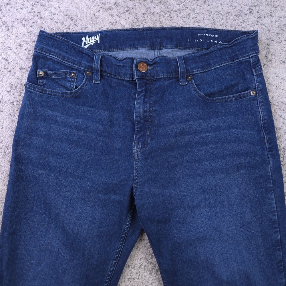 Mugsy Jeans Mens 32x28 33x28 Fultons Classic Slim Straight Stretch Denim Blue - Picture 3 of 10